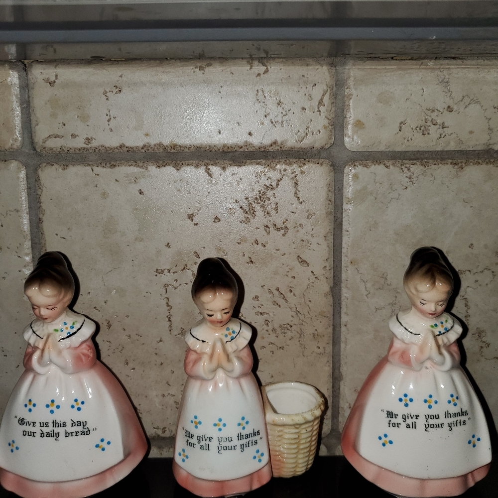 Dinner blessing salt and pepper shakers and toothp